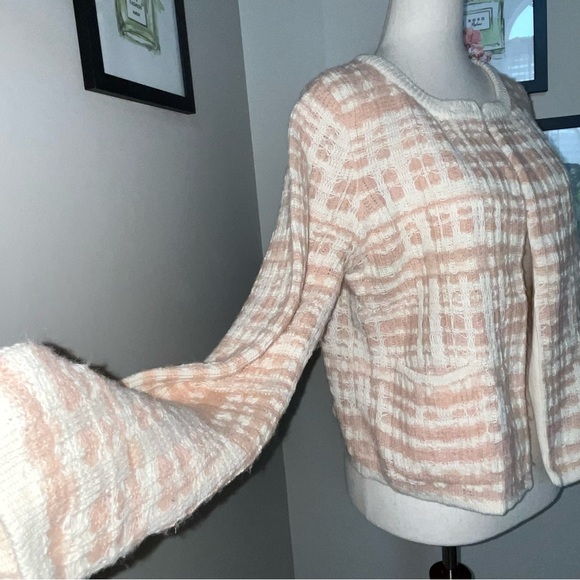 💞 Anthropologie Knitted & Knotted Vintage Boucle Plaid Cardigan Sweater - Picture 7 of 16